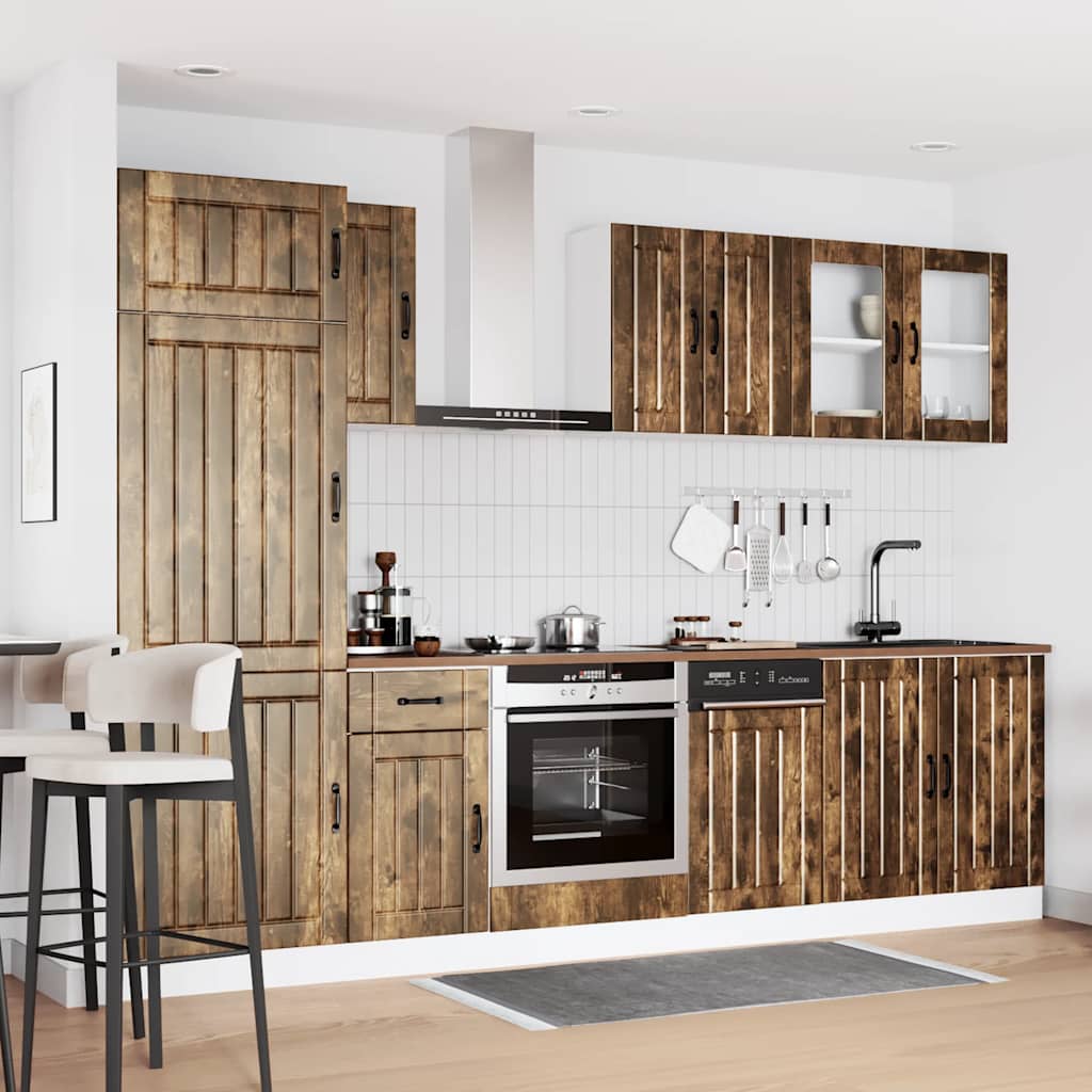 8 Piece Kitchen Cabinet Set Lucca Smoked Oak Engineered Wood