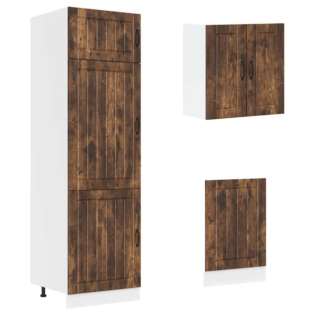 8 Piece Kitchen Cabinet Set Lucca Smoked Oak Engineered Wood