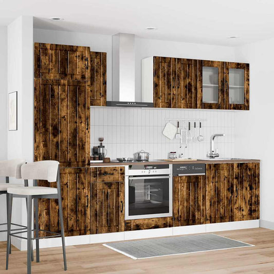 8 Piece Kitchen Cabinet Set Lucca Smoked Oak Engineered Wood
