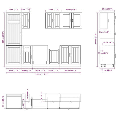 8 Piece Kitchen Cabinet Set Kalmar Grey Sonoma Engineered Wood