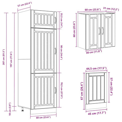8 Piece Kitchen Cabinet Set Kalmar Grey Sonoma Engineered Wood