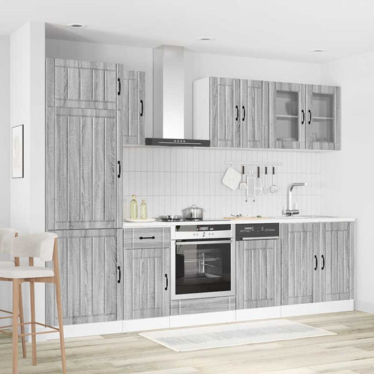 8 Piece Kitchen Cabinet Set Kalmar Grey Sonoma Engineered Wood