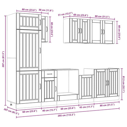 8 Piece Kitchen Cabinet Set Kalmar Old Wood Engineered Wood