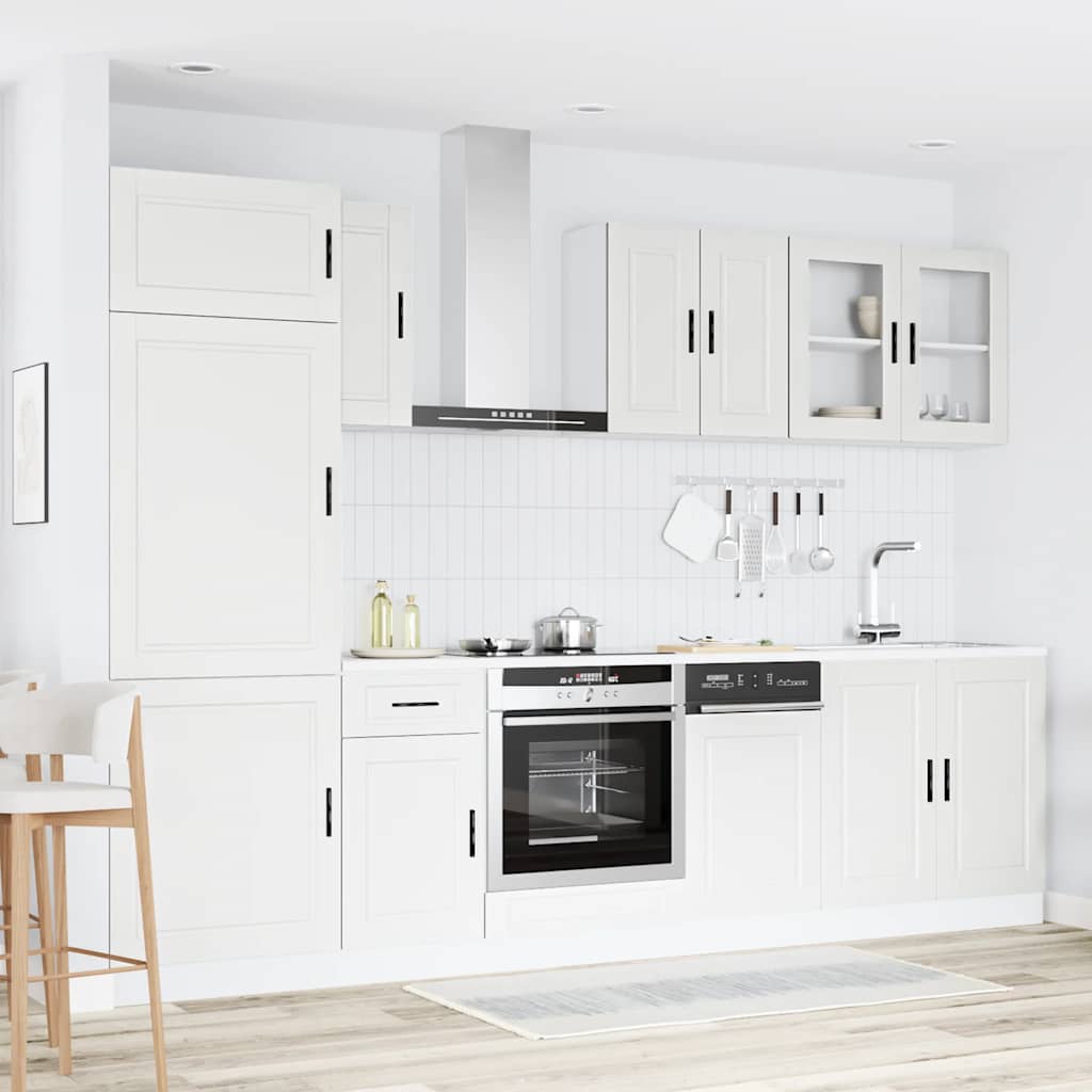 8 Piece Kitchen Cabinet Set Porto White Engineered Wood