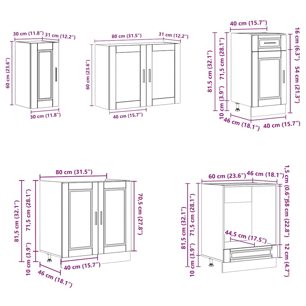 8 Piece Kitchen Cabinet Set Porto White Engineered Wood