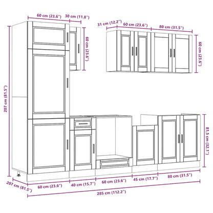 8 Piece Kitchen Cabinet Set Porto White Engineered Wood
