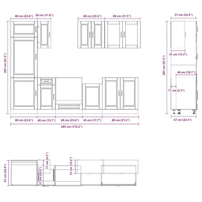 8 Piece Kitchen Cabinet Set Porto High Gloss White Engineered Wood