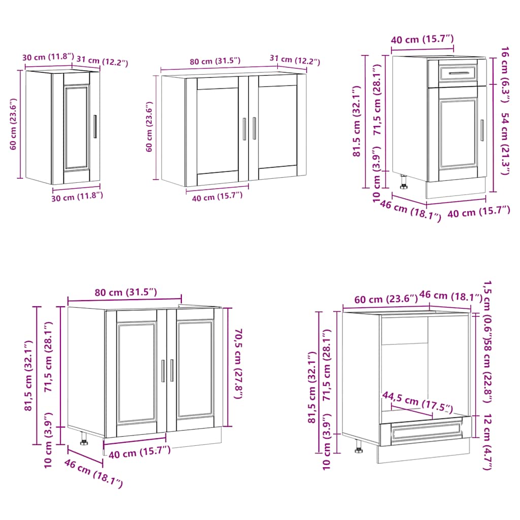 8 Piece Kitchen Cabinet Set Porto High Gloss White Engineered Wood