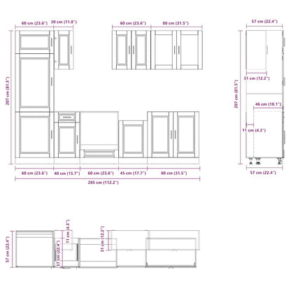 8 Piece Kitchen Cabinet Set Porto Sonoma Oak Engineered Wood