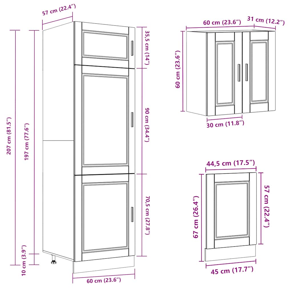 8 Piece Kitchen Cabinet Set Porto Sonoma Oak Engineered Wood