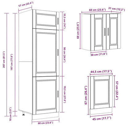 8 Piece Kitchen Cabinet Set Kalmar Brown Oak Engineered Wood