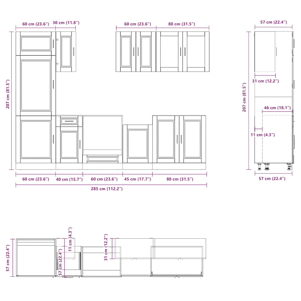 8 Piece Kitchen Cabinet Set Kalmar Old Wood Engineered Wood