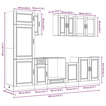 8 Piece Kitchen Cabinet Set Kalmar Artisan Oak Engineered Wood