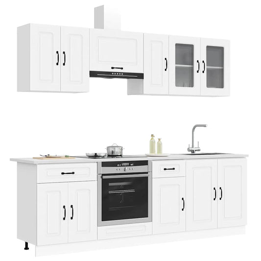 8 Piece Kitchen Cabinet Set Kalmar White Engineered Wood