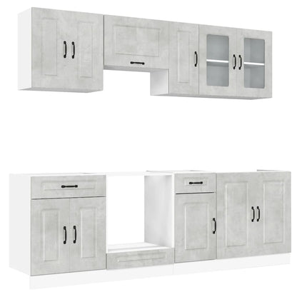 8 Piece Kitchen Cabinet Set Kalmar Concrete Grey Engineered Wood