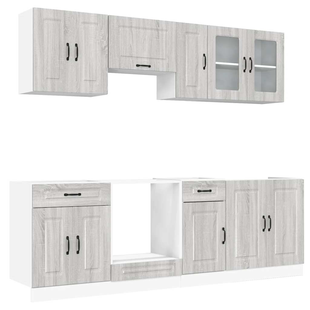 8 Piece Kitchen Cabinet Set Kalmar Grey Sonoma Engineered Wood