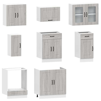 8 Piece Kitchen Cabinet Set Kalmar Grey Sonoma Engineered Wood