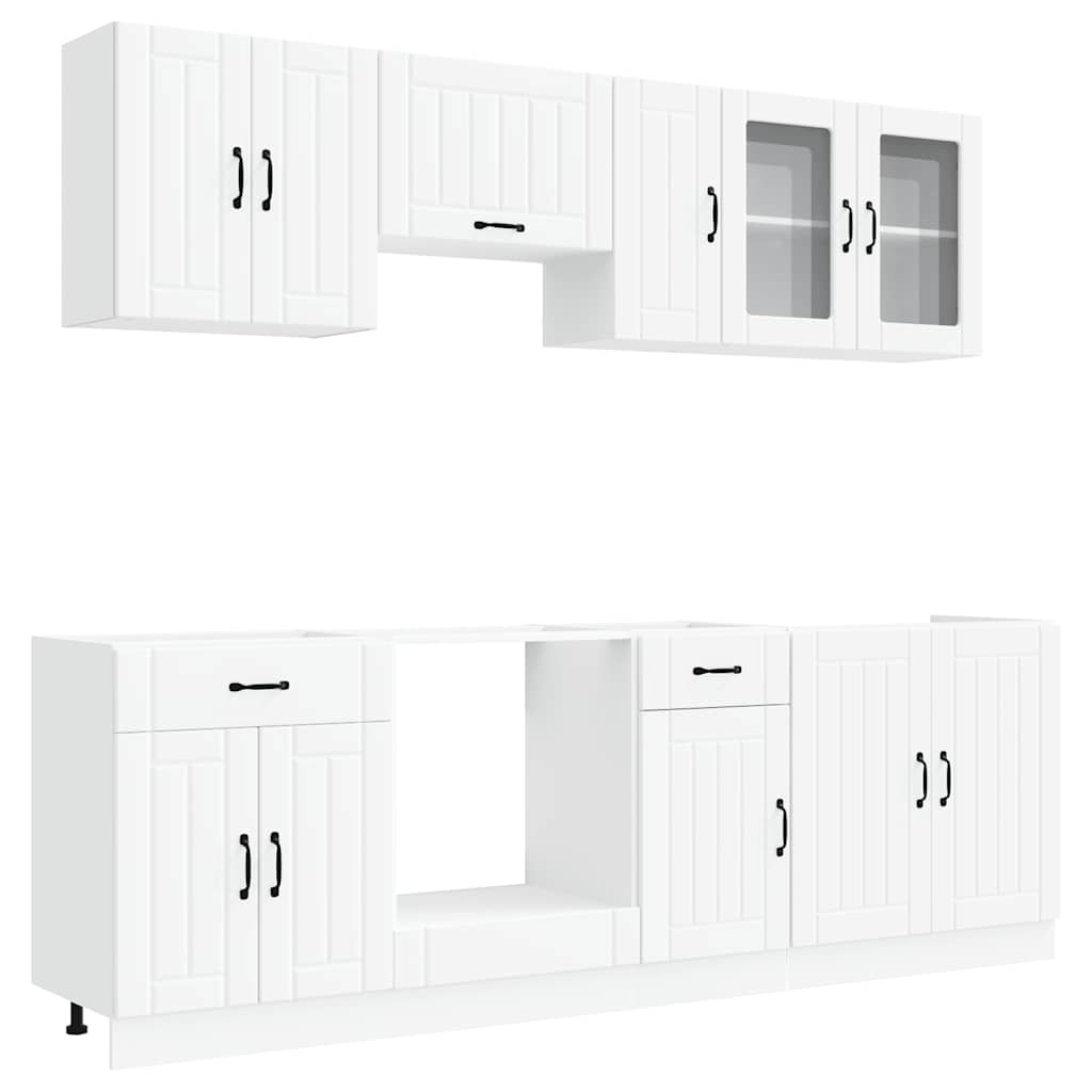 8 Piece Kitchen Cabinet Set Kalmar White Engineered Wood