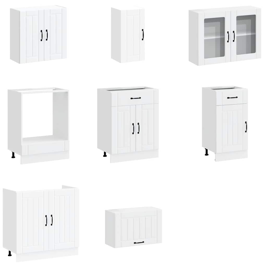8 Piece Kitchen Cabinet Set Kalmar White Engineered Wood
