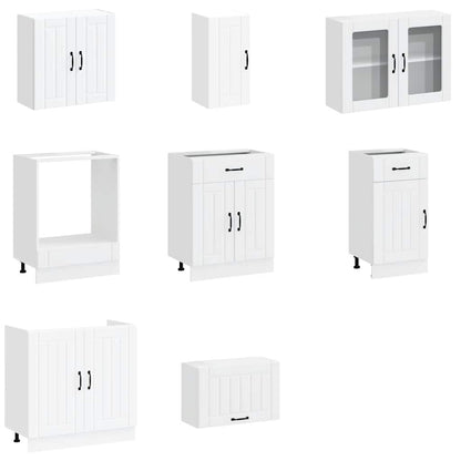 8 Piece Kitchen Cabinet Set Kalmar White Engineered Wood