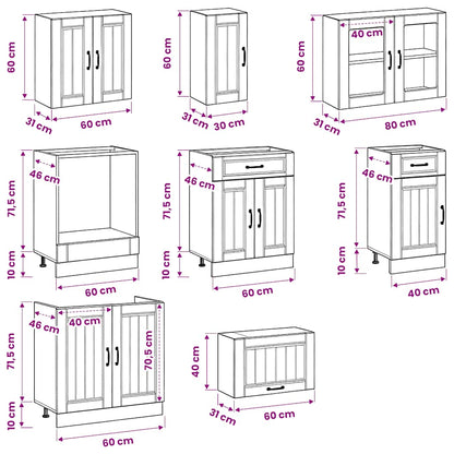 8 Piece Kitchen Cabinet Set Kalmar White Engineered Wood