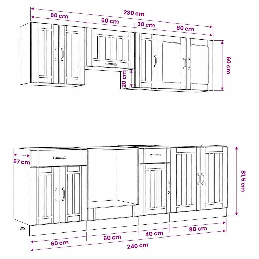 8 Piece Kitchen Cabinet Set Kalmar White Engineered Wood