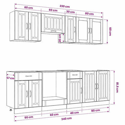 8 Piece Kitchen Cabinet Set Kalmar White Engineered Wood