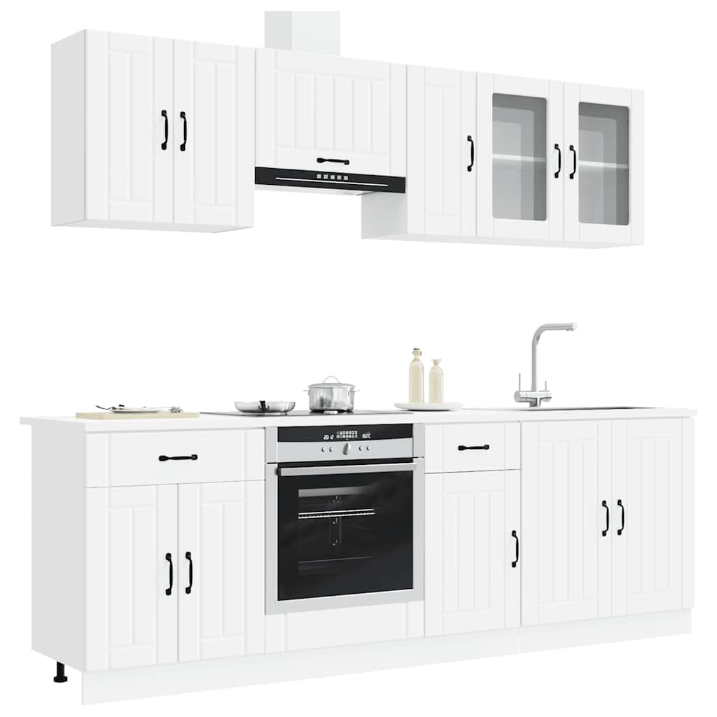 8 Piece Kitchen Cabinet Set Kalmar White Engineered Wood