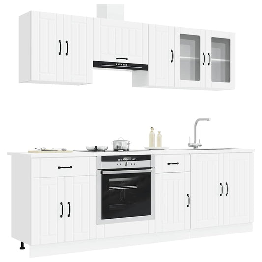 8 Piece Kitchen Cabinet Set Kalmar White Engineered Wood