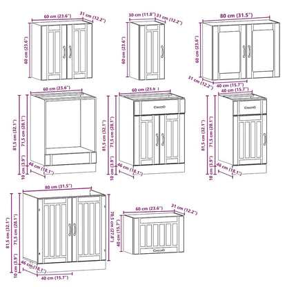 8 Piece Kitchen Cabinet Set Lucca High Gloss White Engineered Wood