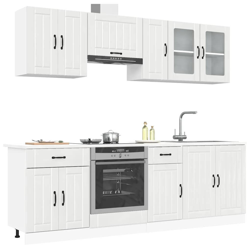 8 Piece Kitchen Cabinet Set Lucca High Gloss White Engineered Wood