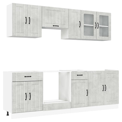 8 Piece Kitchen Cabinet Set Lucca Concrete Grey Engineered Wood