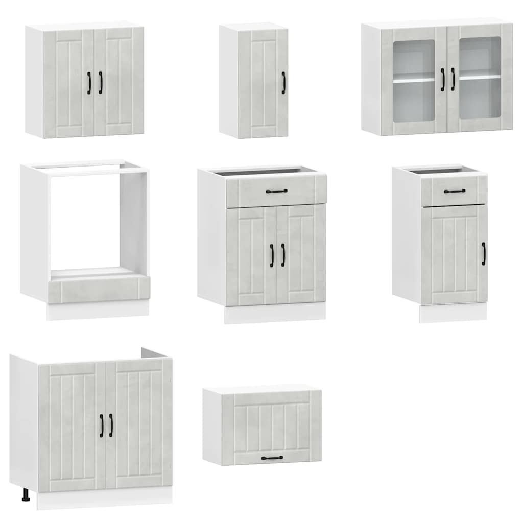 8 Piece Kitchen Cabinet Set Lucca Concrete Grey Engineered Wood
