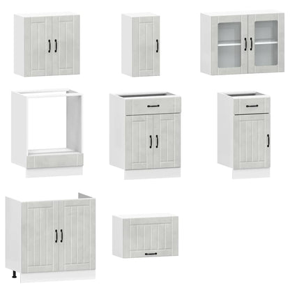 8 Piece Kitchen Cabinet Set Lucca Concrete Grey Engineered Wood