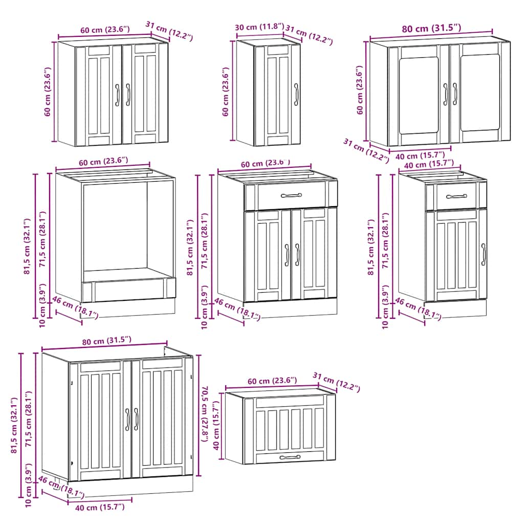 8 Piece Kitchen Cabinet Set Kalmar Grey Sonoma Engineered Wood