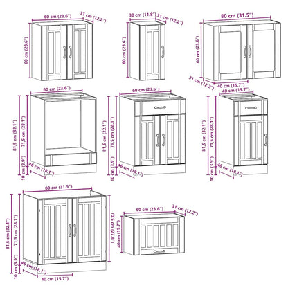 8 Piece Kitchen Cabinet Set Kalmar Grey Sonoma Engineered Wood