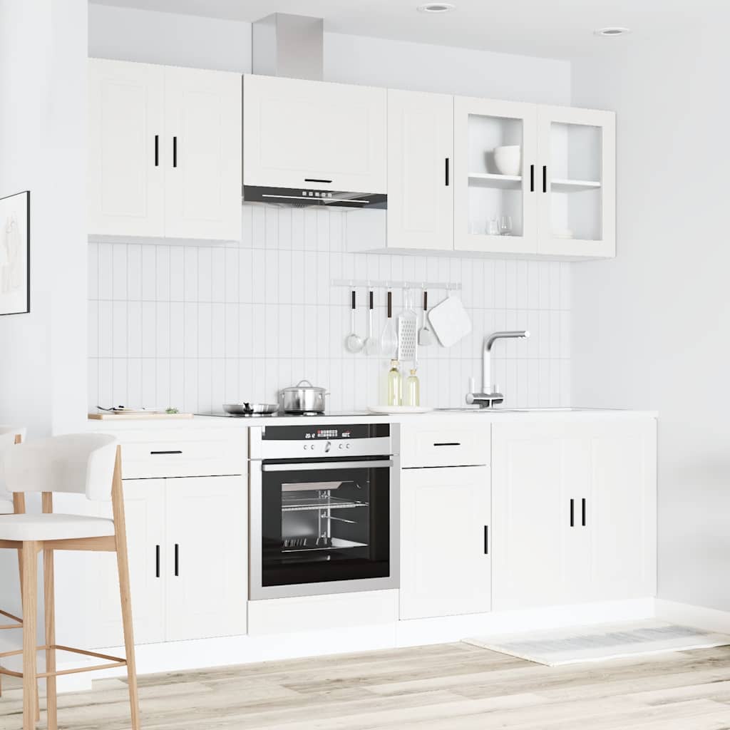 8 Piece Kitchen Cabinet Set Porto White Engineered Wood