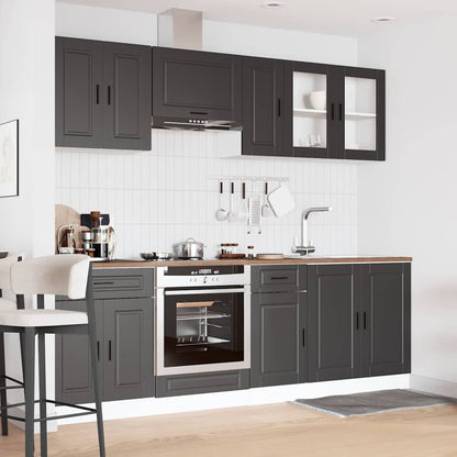 8 Piece Kitchen Cabinet Set Porto Black Engineered Wood