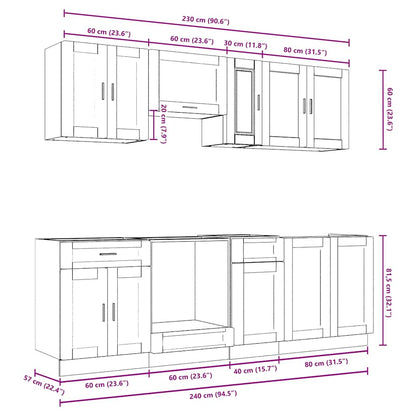 8 Piece Kitchen Cabinet Set Porto Black Engineered Wood