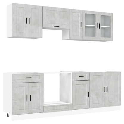 8 Piece Kitchen Cabinet Set Porto Concrete Grey Engineered Wood