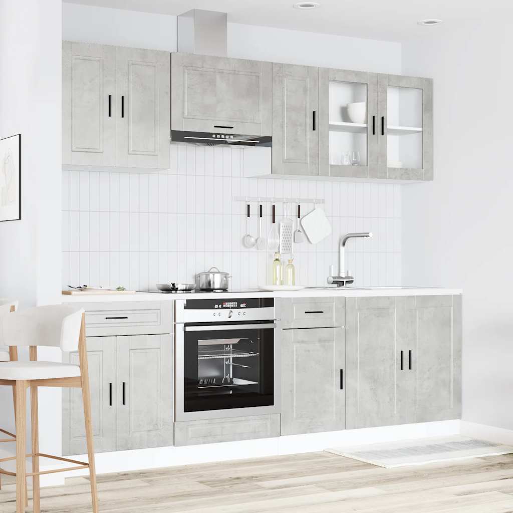 8 Piece Kitchen Cabinet Set Porto Concrete Grey Engineered Wood