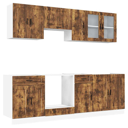 8 Piece Kitchen Cabinet Set Porto Smoked Oak Engineered Wood