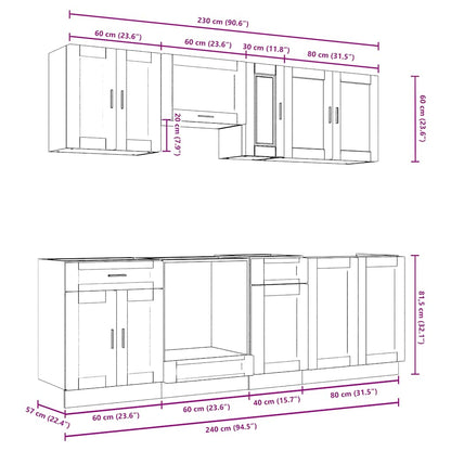 8 Piece Kitchen Cabinet Set Kalmar Old Wood Engineered Wood