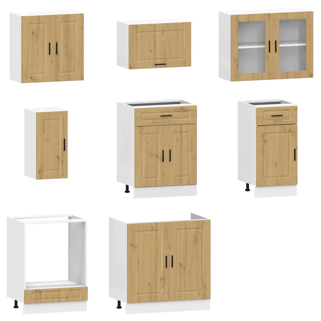 8 Piece Kitchen Cabinet Set Kalmar Artisan Oak Engineered Wood
