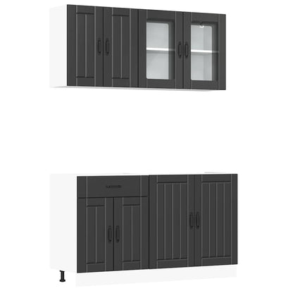 4 Piece Kitchen Cabinet Set Lucca Black Engineered Wood