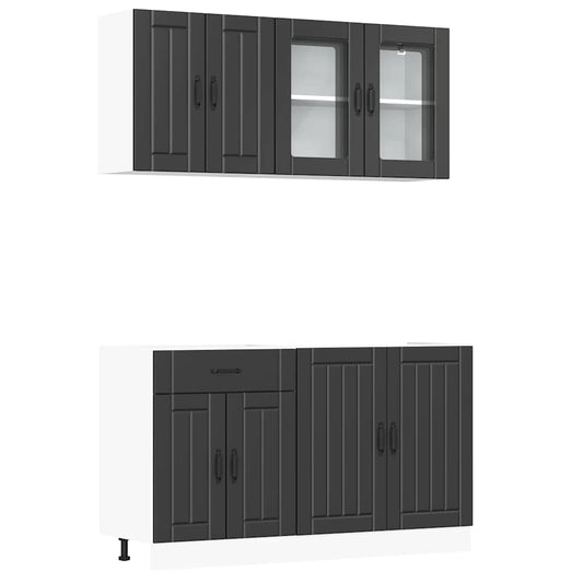 4 Piece Kitchen Cabinet Set Lucca Black Engineered Wood
