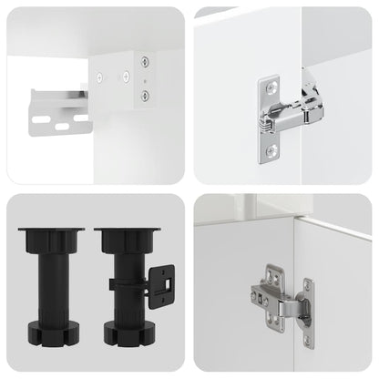 4 Piece Kitchen Cabinet Set Lucca High Gloss White Engineered Wood