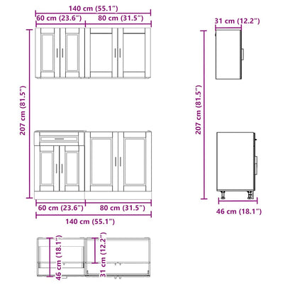 4 Piece Kitchen Cabinet Set Porto White Engineered Wood