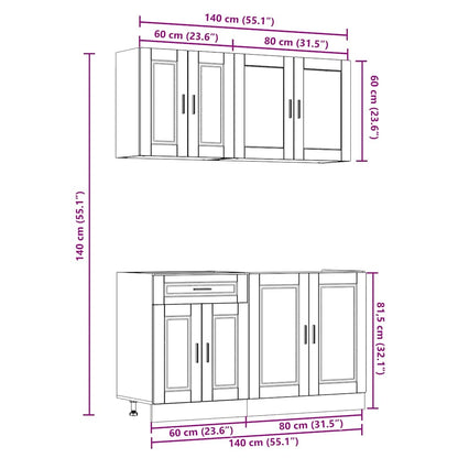 4 Piece Kitchen Cabinet Set Porto Old Wood Engineered Wood