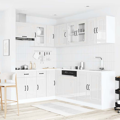 11 Piece Kitchen Cabinet Set Kalmar Gloss White Engineered Wood